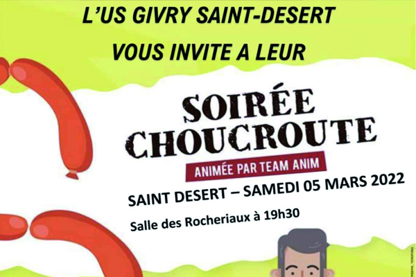 Soirée choucroute - Organisée par l'US GIVRY SAINT-DESERT